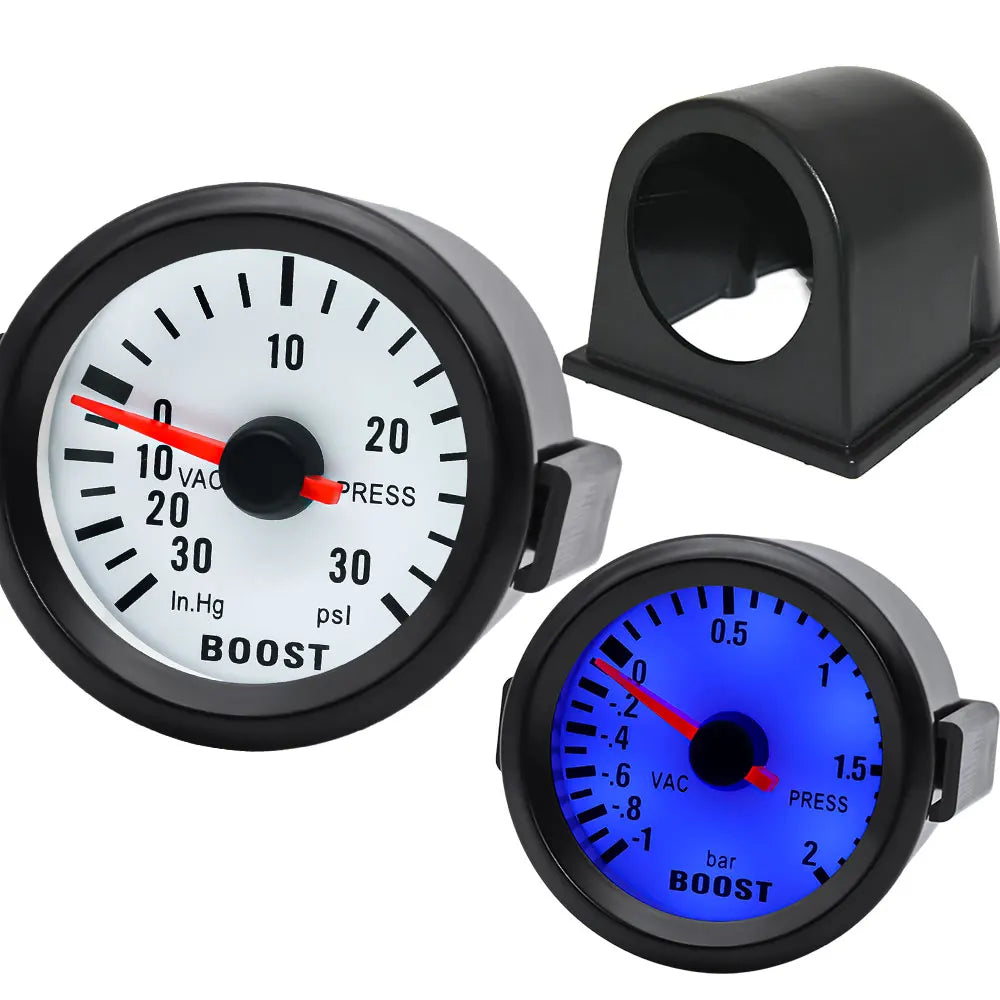 AD Universal 52mm Bar Blue Led Light Pressure Turbo Boost Gauge Meter With Sensor 、Holder 12V Boost sensor Car Accessories