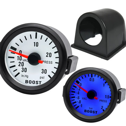 AD Universal 52mm Bar Blue Led Light Pressure Turbo Boost Gauge Meter With Sensor 、Holder 12V Boost sensor Car Accessories