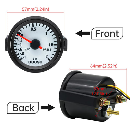 AD Universal 52mm Bar Blue Led Light Pressure Turbo Boost Gauge Meter With Sensor 、Holder 12V Boost sensor Car Accessories