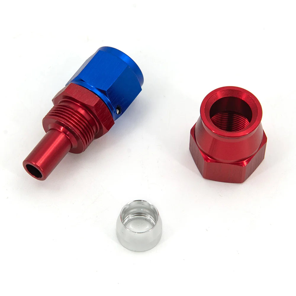 PTFE AN6/8/10 Swivel Hose Ends 0/45/90/120°Anodized Aluminum Reusable Fittings with FKM Seals for Oil Fuel Lines Red/Black