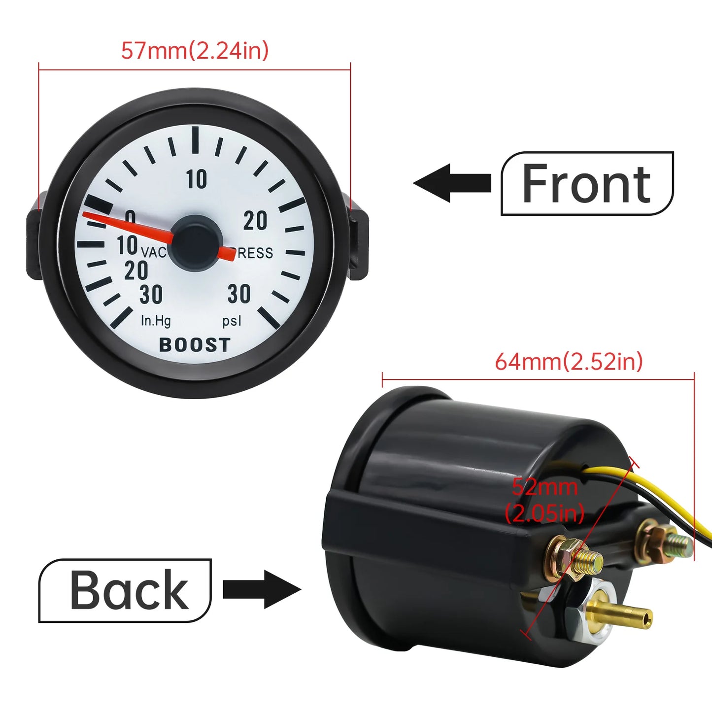 AD Universal 52mm Bar Blue Led Light Pressure Turbo Boost Gauge Meter With Sensor 、Holder 12V Boost sensor Car Accessories