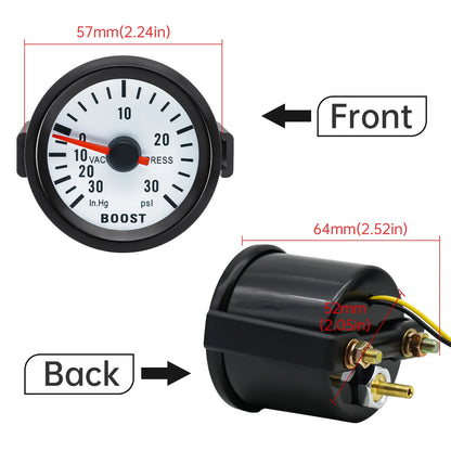 AD Universal 52mm Bar Blue Led Light Pressure Turbo Boost Gauge Meter With Sensor 、Holder 12V Boost sensor Car Accessories