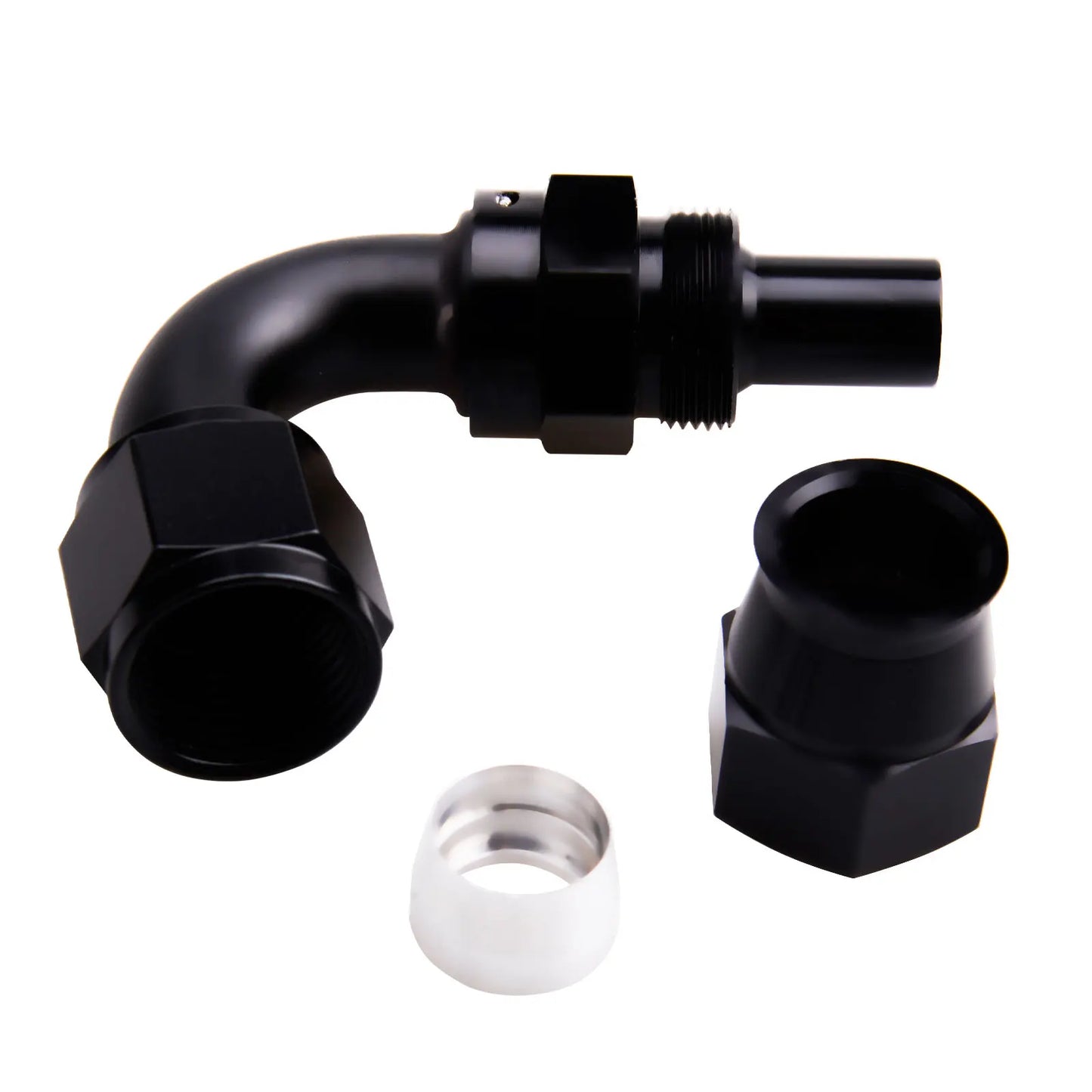 PTFE AN6/8/10 Swivel Hose Ends 0/45/90/120°Anodized Aluminum Reusable Fittings with FKM Seals for Oil Fuel Lines Red/Black